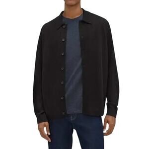 Everlane Wool Blend Button Front Polo Cardigan Sweater Black Men's Size Large